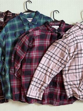 Amazon Essentials Plaid Flannel Shirts Lot of 4